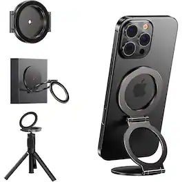PARKER SLATER - Dual Magnetic Phone Holder for MagSafe with Tripod Mount & Adjustable Stand – - Black