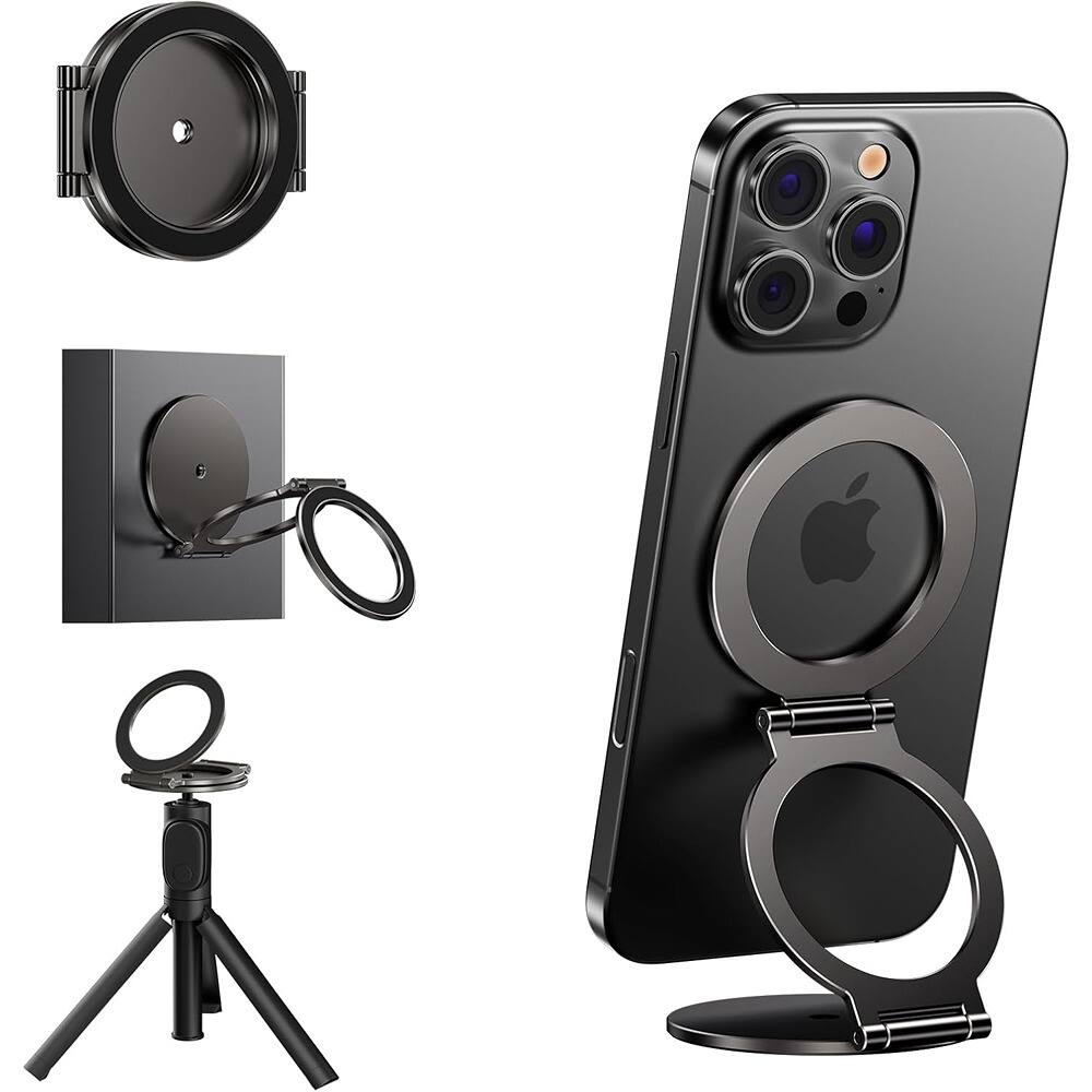 Front. PARKER SLATER - Dual Magnetic Phone Holder for MagSafe with Tripod Mount & Adjustable Stand – Black - Black.