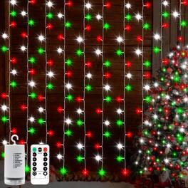 VEGA AUTOMOTIVE - Smart Curtain Lights 400 With App 6 6 X 6 Rgb ic Diy Pattern Music Sync For Bedroom Backdrop Decor - Red White Green 300LED