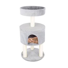 PetMaker - 4-Tier Round Cat Tower Large Kitty Condo, Napping Perch, and 4 Sisal Rope Scratching Posts Cat Tree for Indoor Cats - Gray