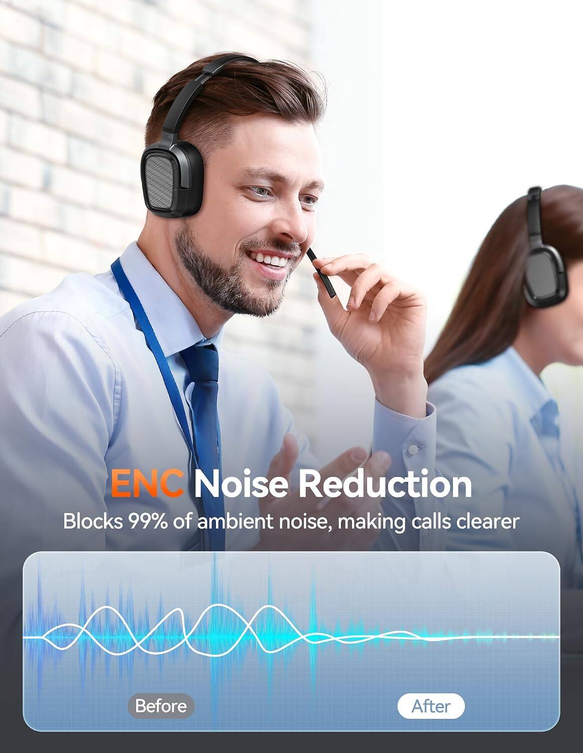 ENC Noise Reduction Blocks 99% of ambient noise, making calls clearer

Before
After