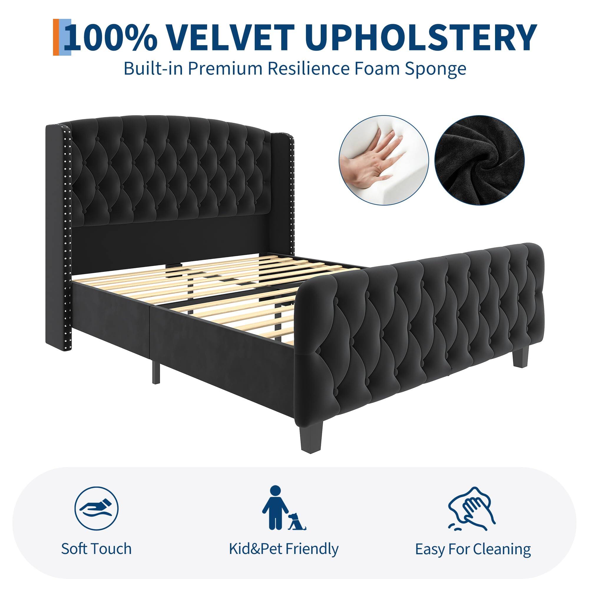 100% VELVET UPHOLSTERY  
Built-in Premium Resilience Foam Sponge  

Soft Touch  
Kid&Pet Friendly  
Easy For Cleaning