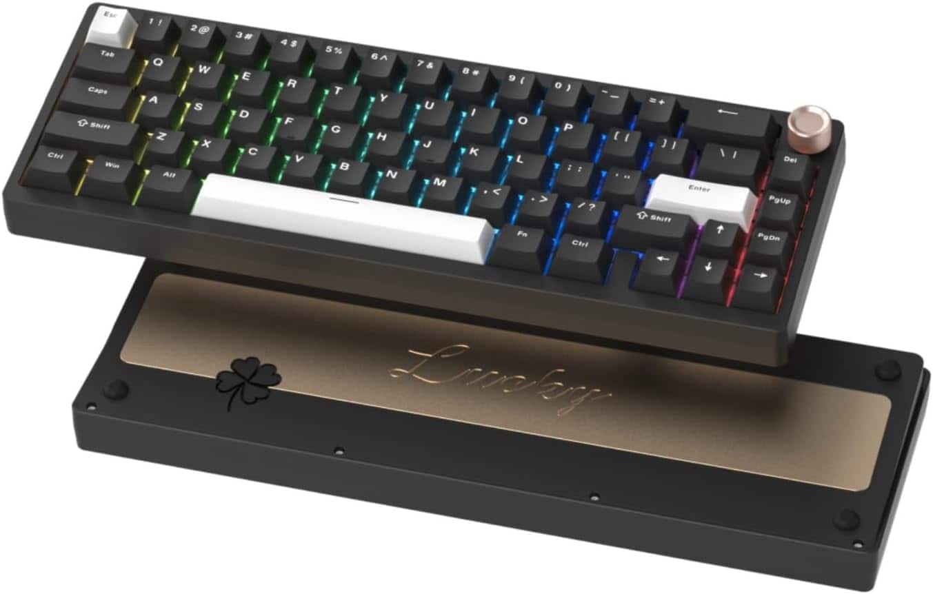 Womier - SK65 Wireless 60% Mechanical Gaming Keyboard with Knob, QMK/VIA Aluminium Keyboard for PC - Black