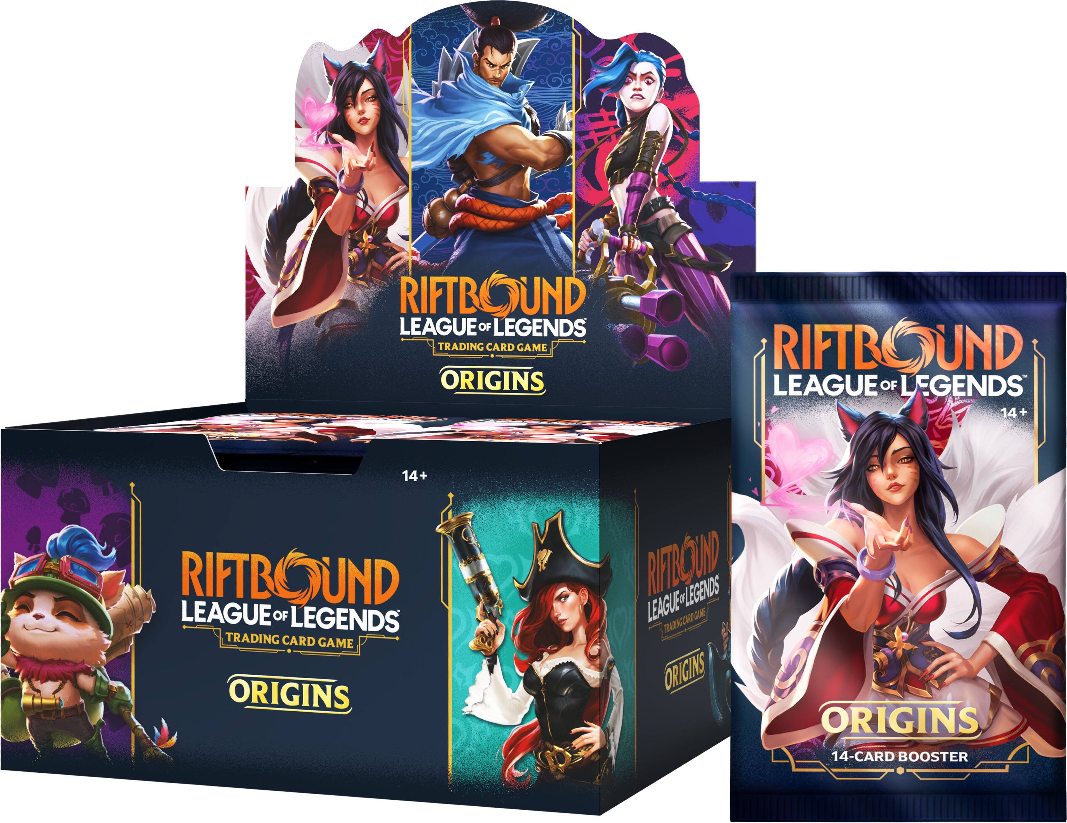 RIFTBOUND LEAGUE OF LEGENDS TRADING CARD GAME ORIGINS  
14+  
RIFTBOUND LEAGUE OF LEGENDS TRADING CARD GAME ORIGINS  
ORIGINS 14-CARD BOOSTER