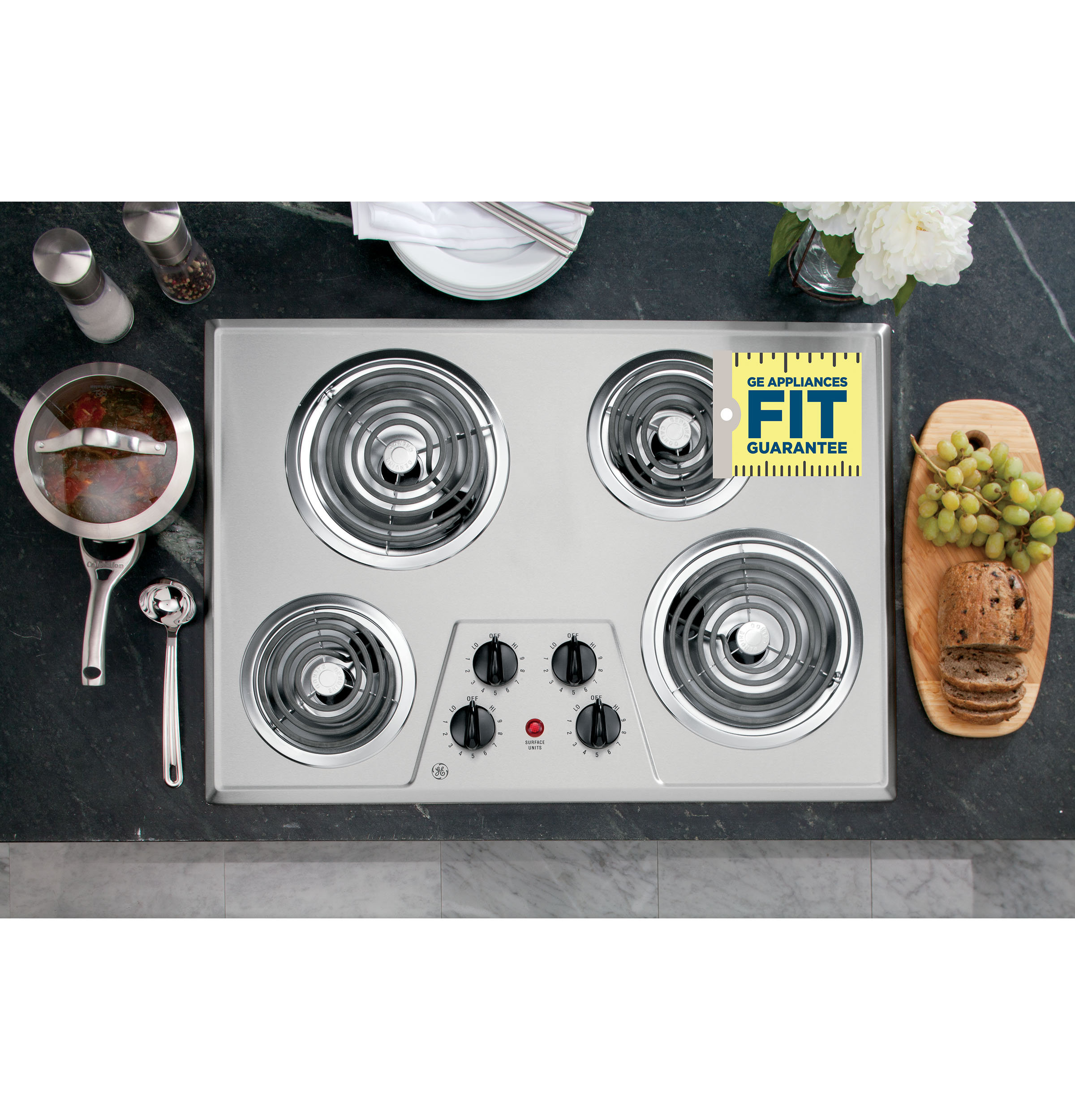 Best Buy GE 30" Builtin Electric Cooktop Stainless steel JP328SKSS