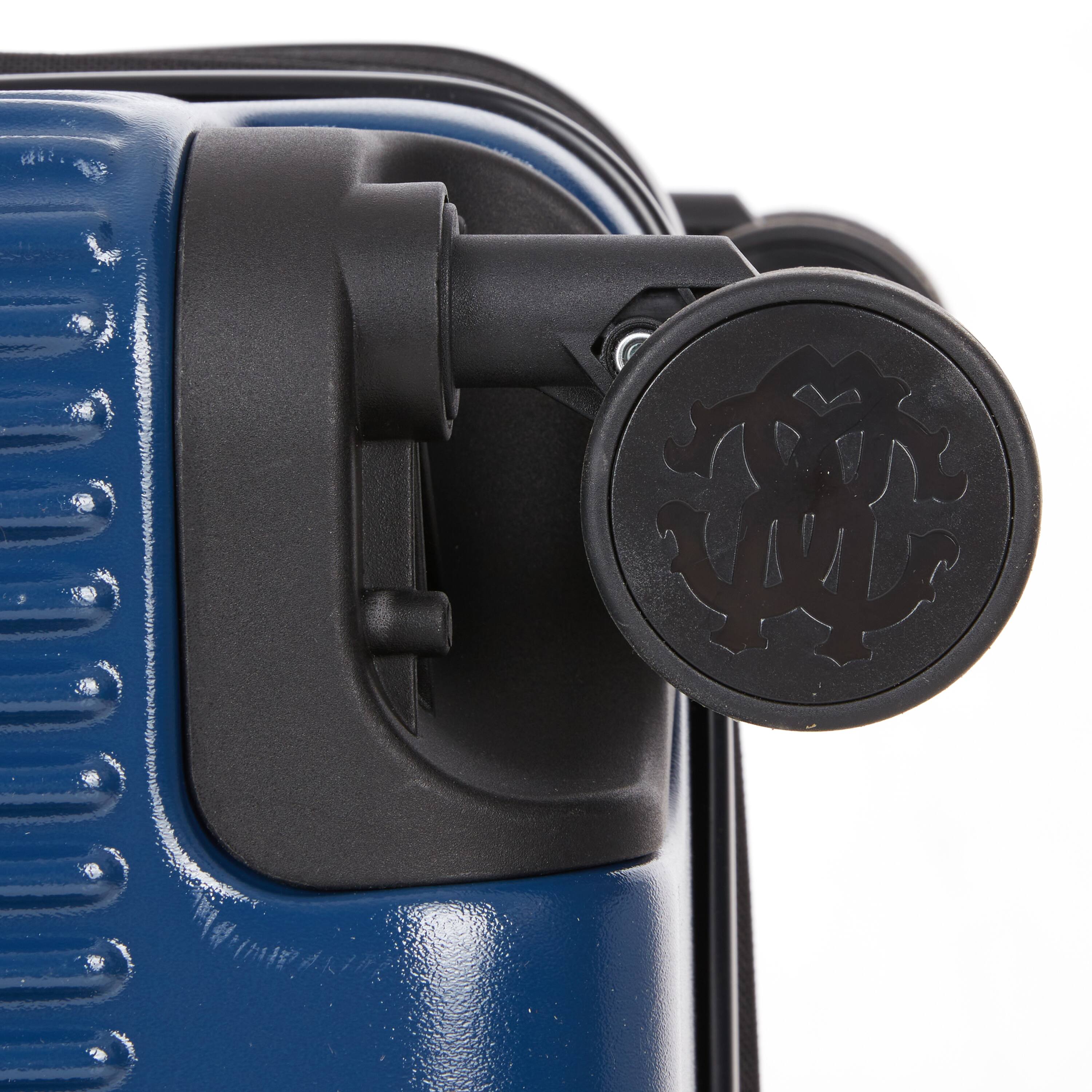 Back. Roberto Cavalli - 3 Piece Luggage Set with Expandable Hard Shell & 8 Spinner Wheels - NAVY.