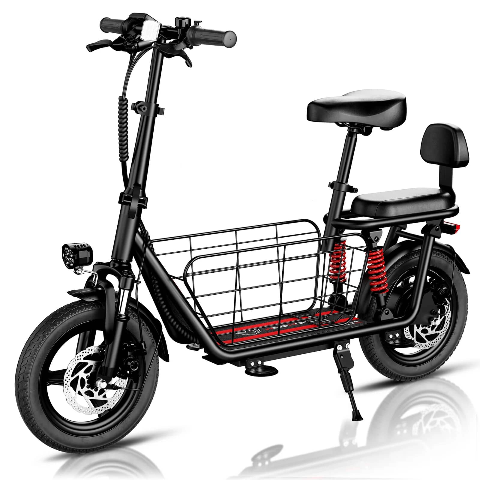 Windhorse - 500W Electric Scooter with Seat - 20MPH & 20 Miles Max Range - Dual Suspension - Rear Passenger Seat - Black