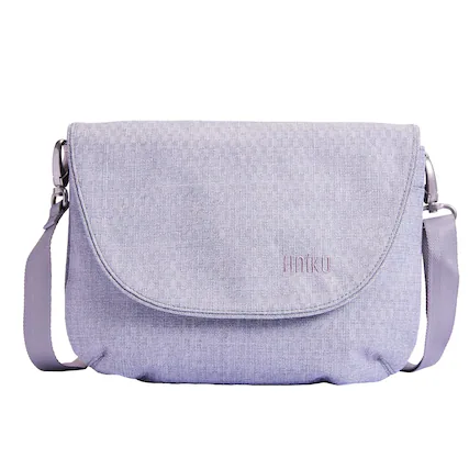 Front. Haiku - Haiku Bliss RFID Blocking Crossbody Saddle Bag - Stone Gray.