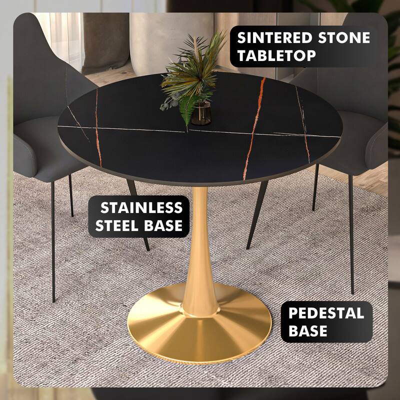 Sintered Stone Tabletop  
Stainless Steel Base  
Pedestal Base