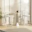 Back. Costway - Bar Chair Counter Height Stools Set of 4 with Acacia Wood Frame Supporting Legs White - White.