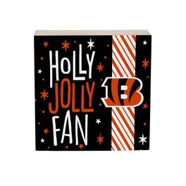 Evergreen Enterprises - Cincinnati Bengals 6" Holiday Wood Plock Shelf Sign - Multicolor