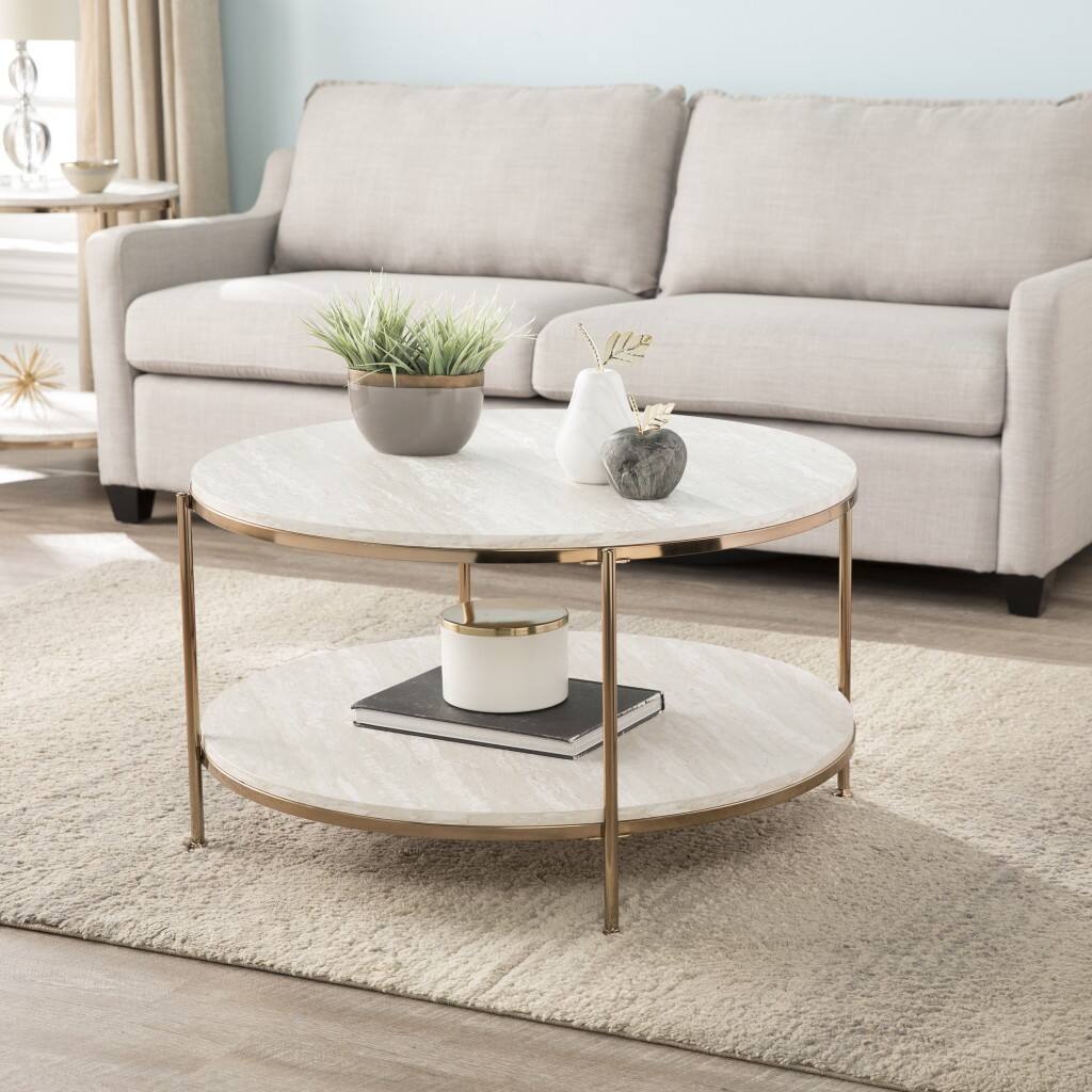 Angle. Hivvago - Hivvago 33 Inch Solid Manufactured Wood And Metal Coffee Table - White.