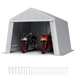 VEVOR - Outdoor Storage Shed, 10 x 10 ft Tent with Roll-up Door & Vents, Waterproof Canopy Shed Shelter, Heavy Duty Frame - Gray