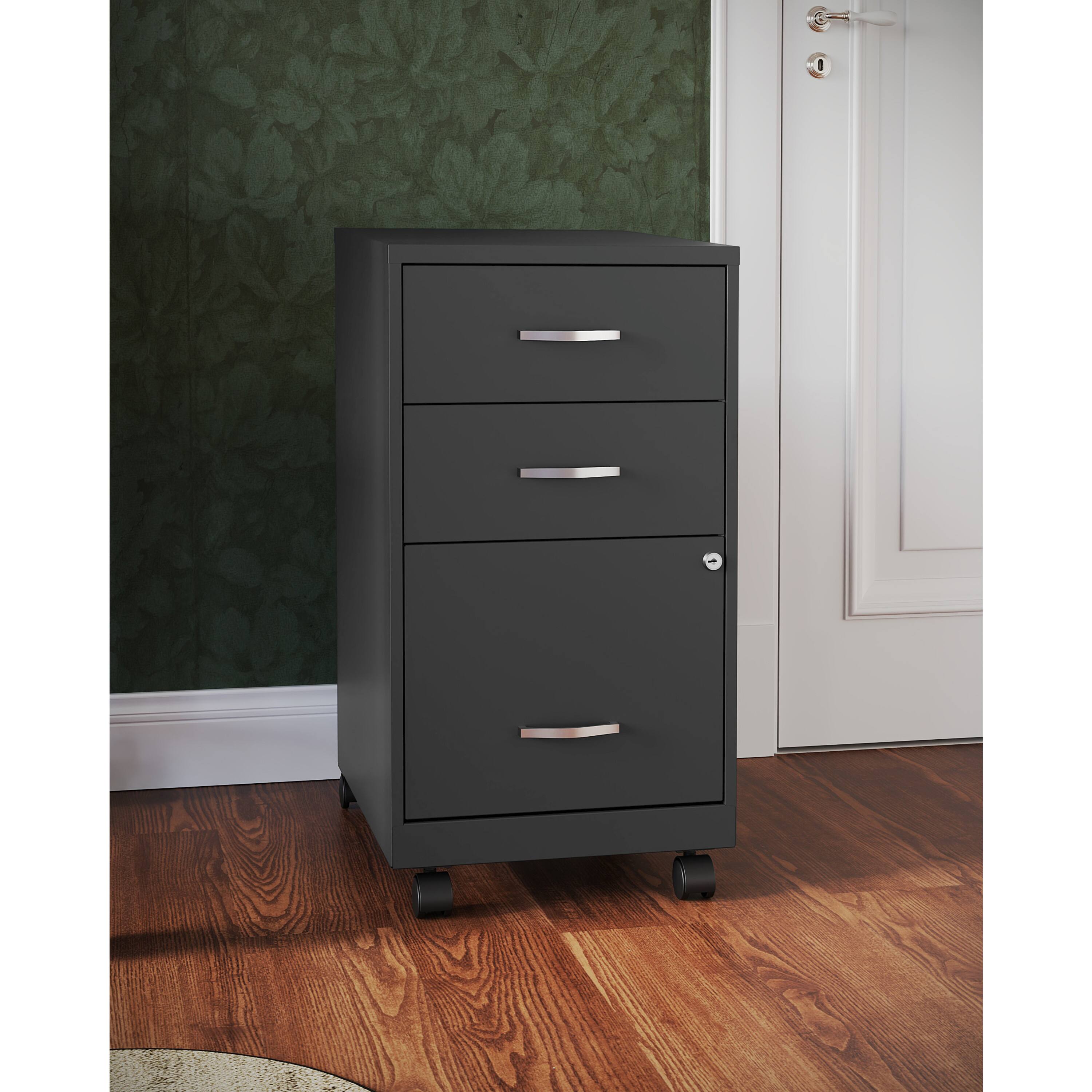 Alt View 1. Space Solutions - Space Solutions 18" Deep 3 Drawer Mobile Organizer Metal Cabinet with 2 Box Drawers and File Drawer, Charcoal - Charcoal.