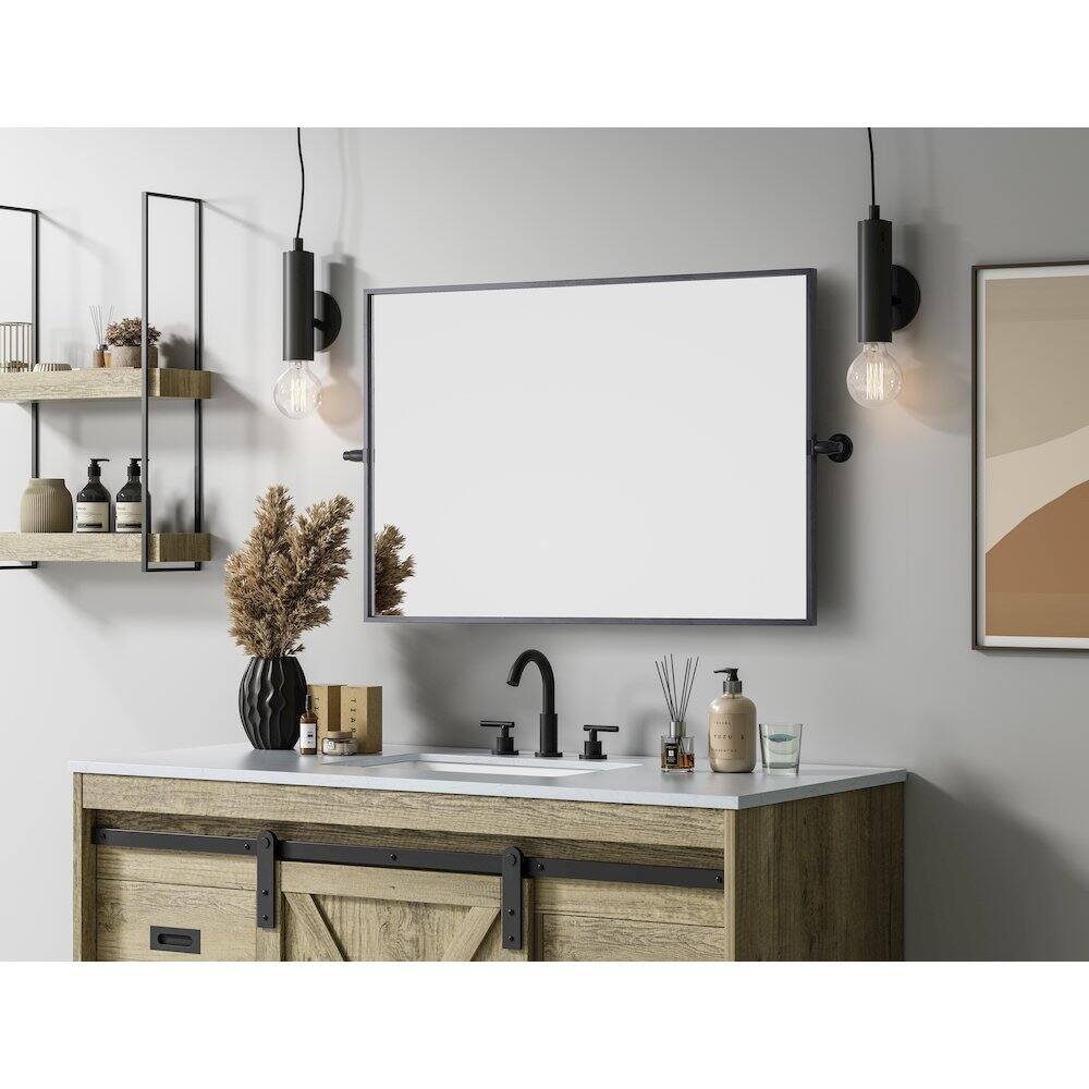 Alt View 9. Elegant Kitchen and Bath - Amoura 24X36 Pivot Mirror In Black - Black.