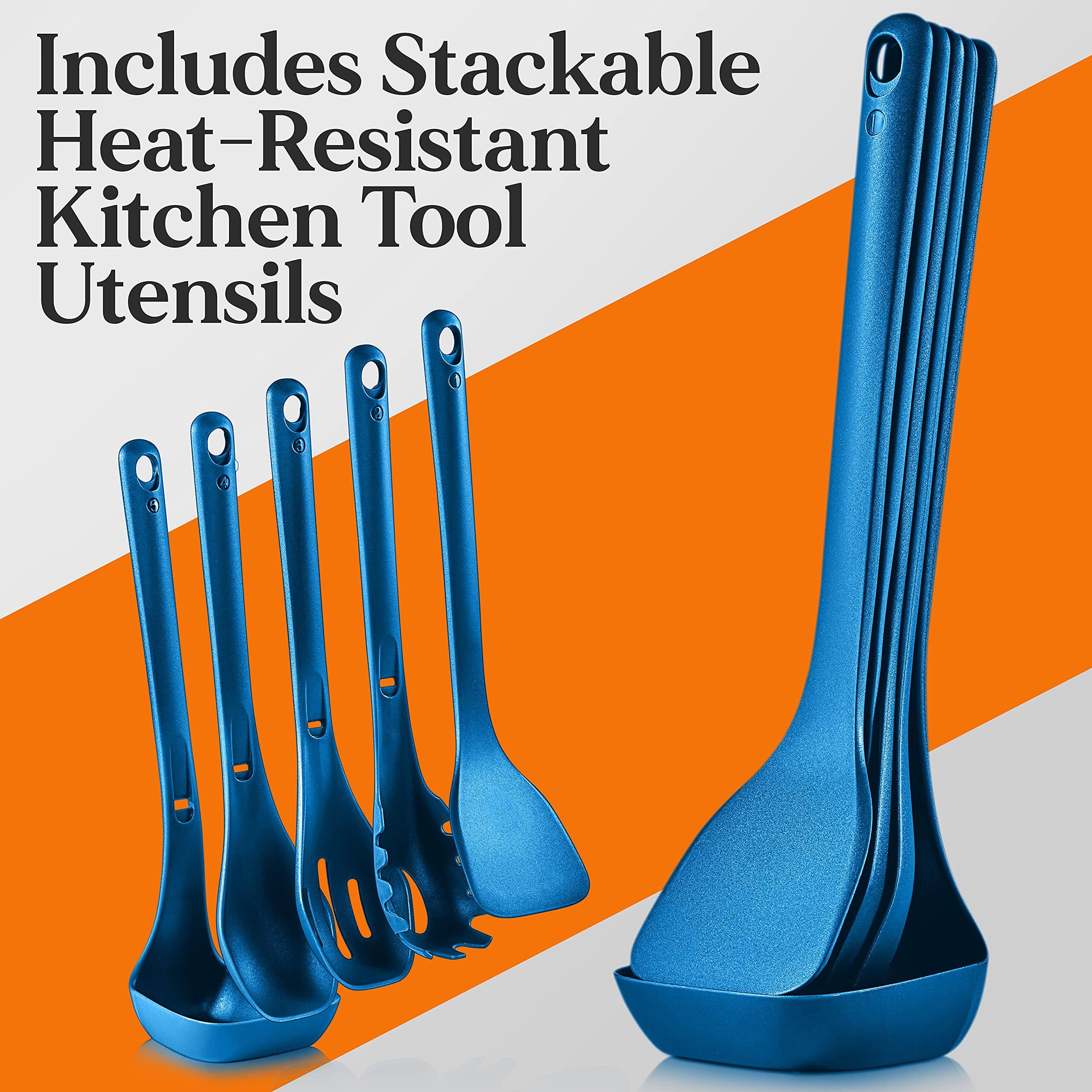 Includes Stackable Heat-Resistant Kitchen Tool Utensils