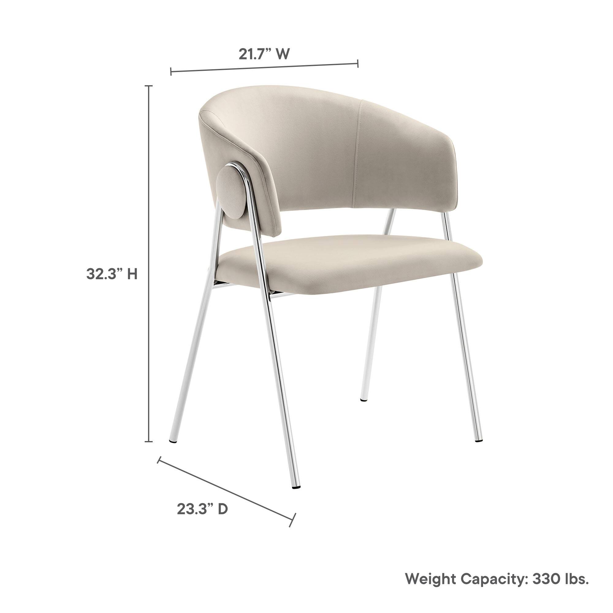 21.7" W  
32.3" H  
23.3" D  
Weight Capacity: 330 lbs.