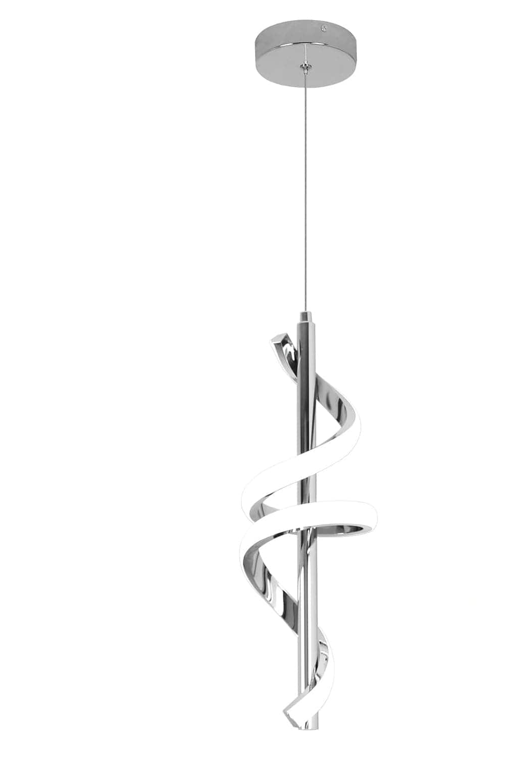 FINEAK - Spiral LED Pendant Light Fixtures - 5500K Cold White, Modern Adjustable Height Hanging Lights