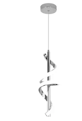 Front. FINEAK - Spiral LED Pendant Light Fixtures - 5500K Cold White, Modern Adjustable Height Hanging Lights.