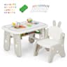 Costway - Kids Drawing Table & Chair Set Graffiti Toddlers Art Activity Table & Chair - Beige