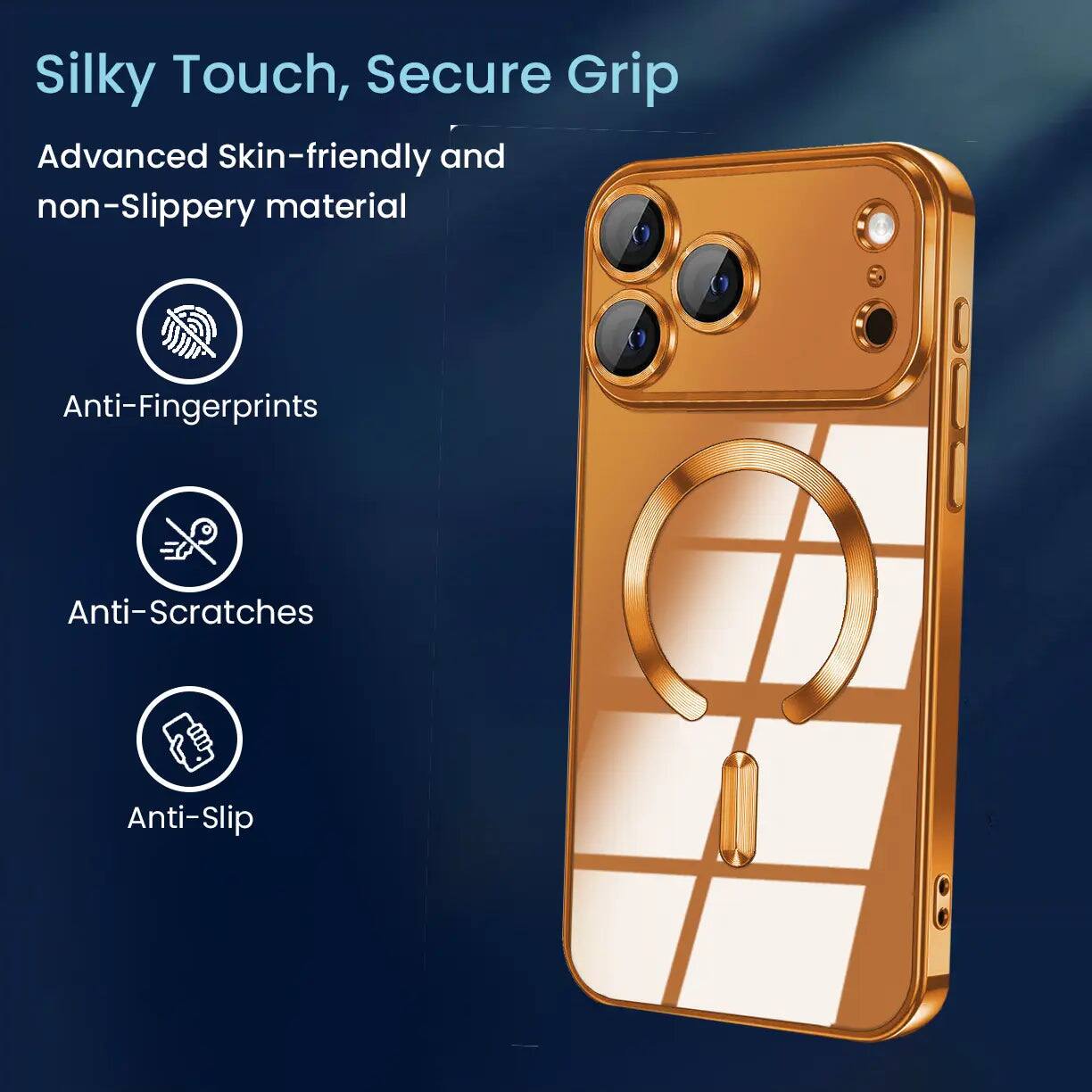 Silky Touch, Secure Grip

Advanced Skin-friendly and non-Slippery material

Anti-Fingerprints

Anti-Scratches

Anti-Slip
