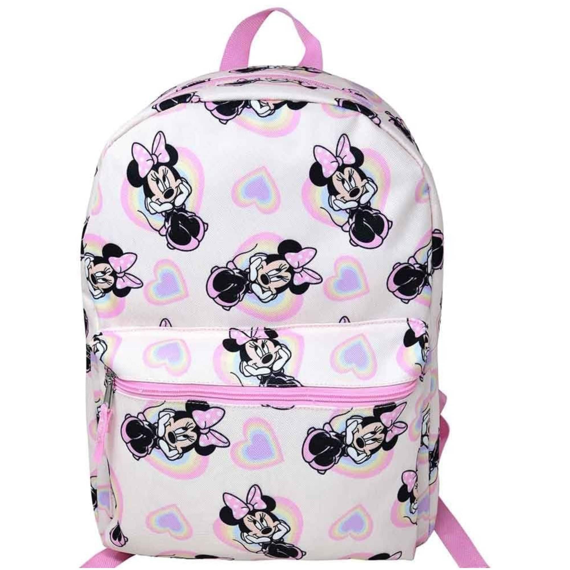 Fast Forward Disney Minnie Mouse 16" Pink School Bag with Hearts Allover, Girls Backpack - Assorted Pre-Pack
