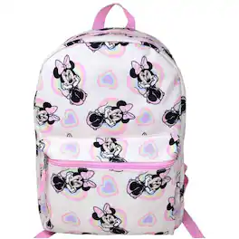 Fast Forward Disney Minnie Mouse 16" Pink School Bag with Hearts Allover, Girls Backpack - Assorted Pre-Pack