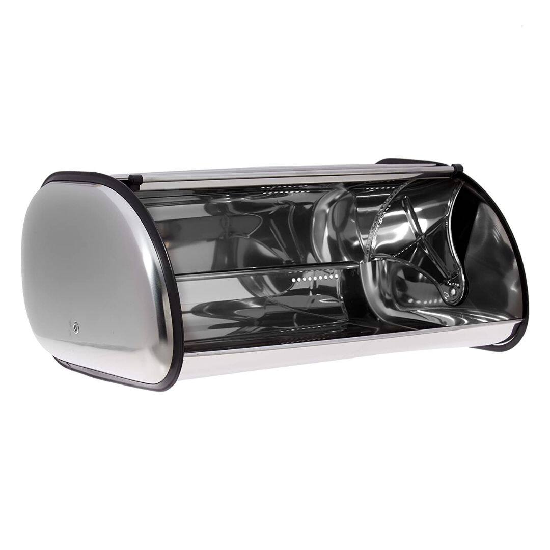 Angle. Home It - Bread Box Stainless Steel Bread Storage Box - Bread Bin Storage Holder for Kitchen - 16.5x10x8 - Silver.