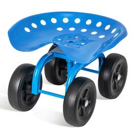 Costway - Rolling Garden Cart Heavy Duty Workseat with 360° Swivel Seat & Adjustable Height - Blue