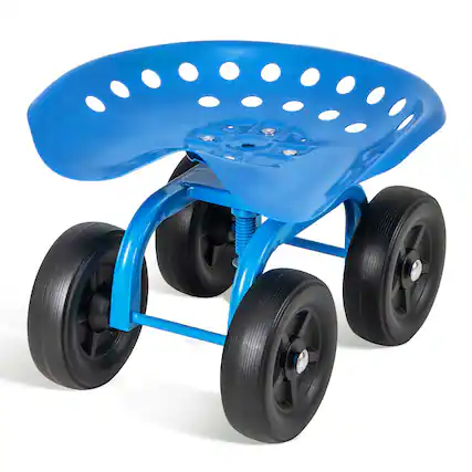 Front. Costway - Costway Rolling Garden Cart Heavy Duty Workseat with 360° Swivel Seat & Adjustable Height - Blue.