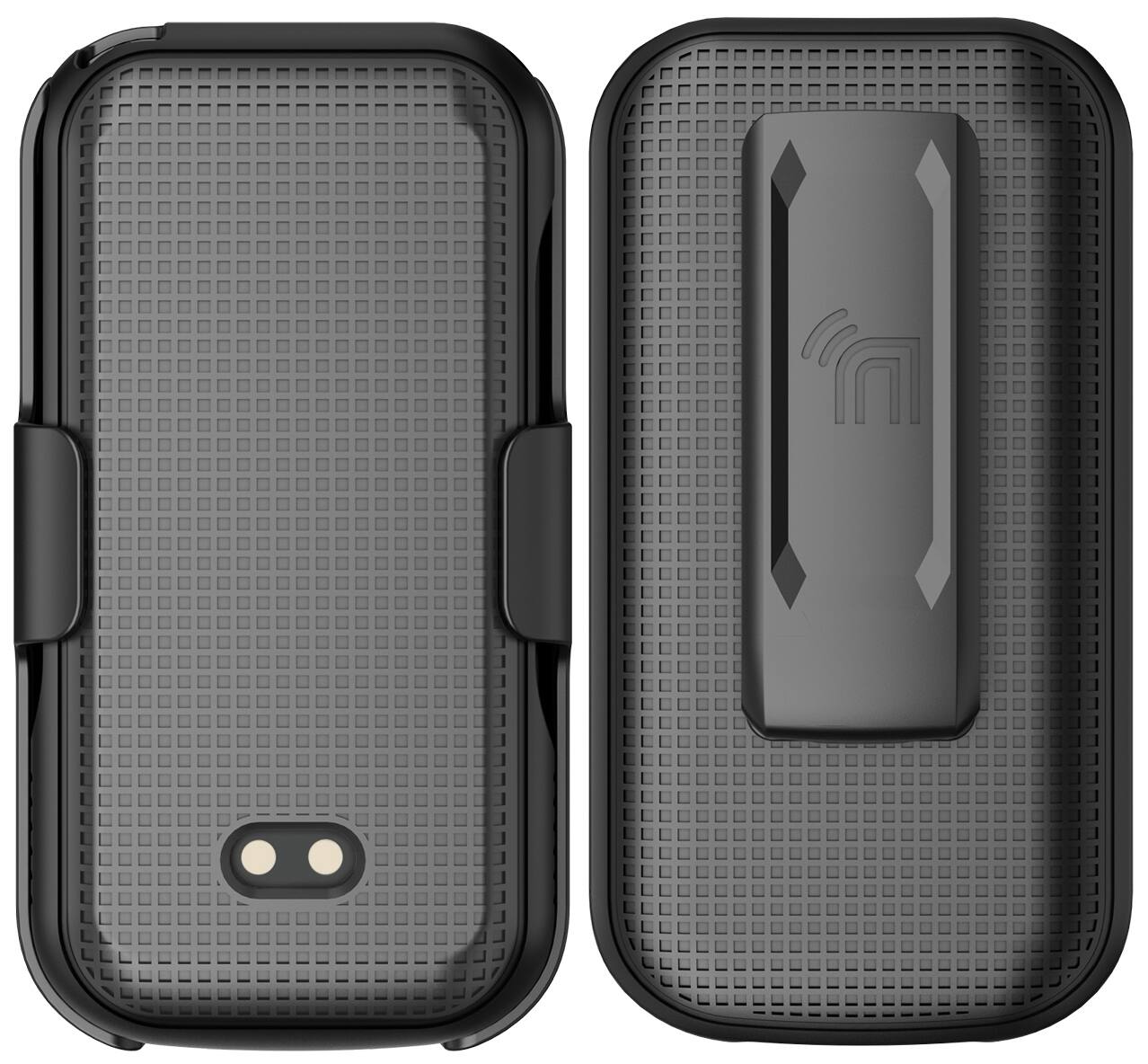 Alt View 2. Nakedcellphone - Combo for Sonim XP3plus 5G Flip Phone (2025, X320) - Hard Case and Belt Clip Holster - Black.