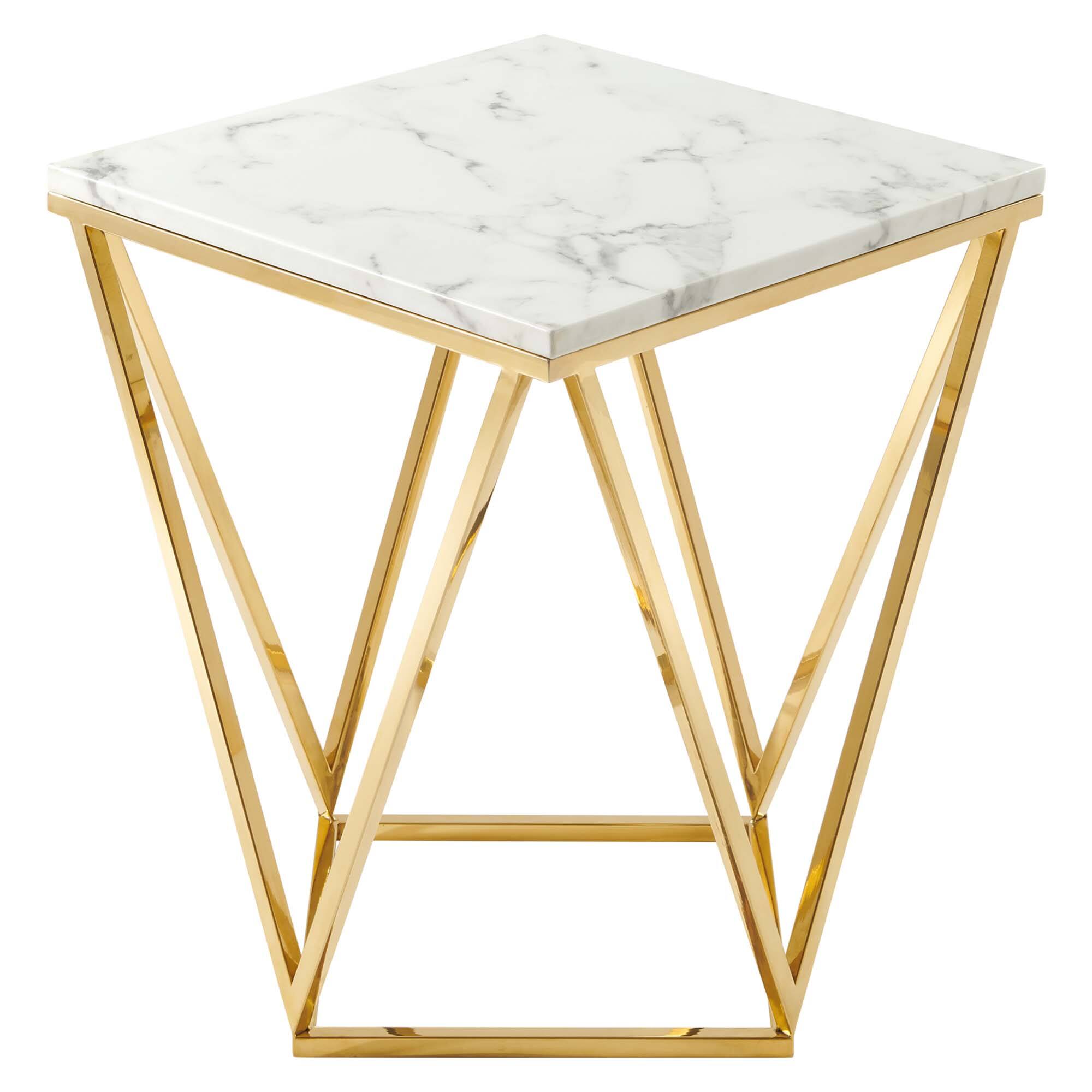 Angle. Modway - Vertex Gold Metal Stainless Steel End Table by Modway - Gold White.
