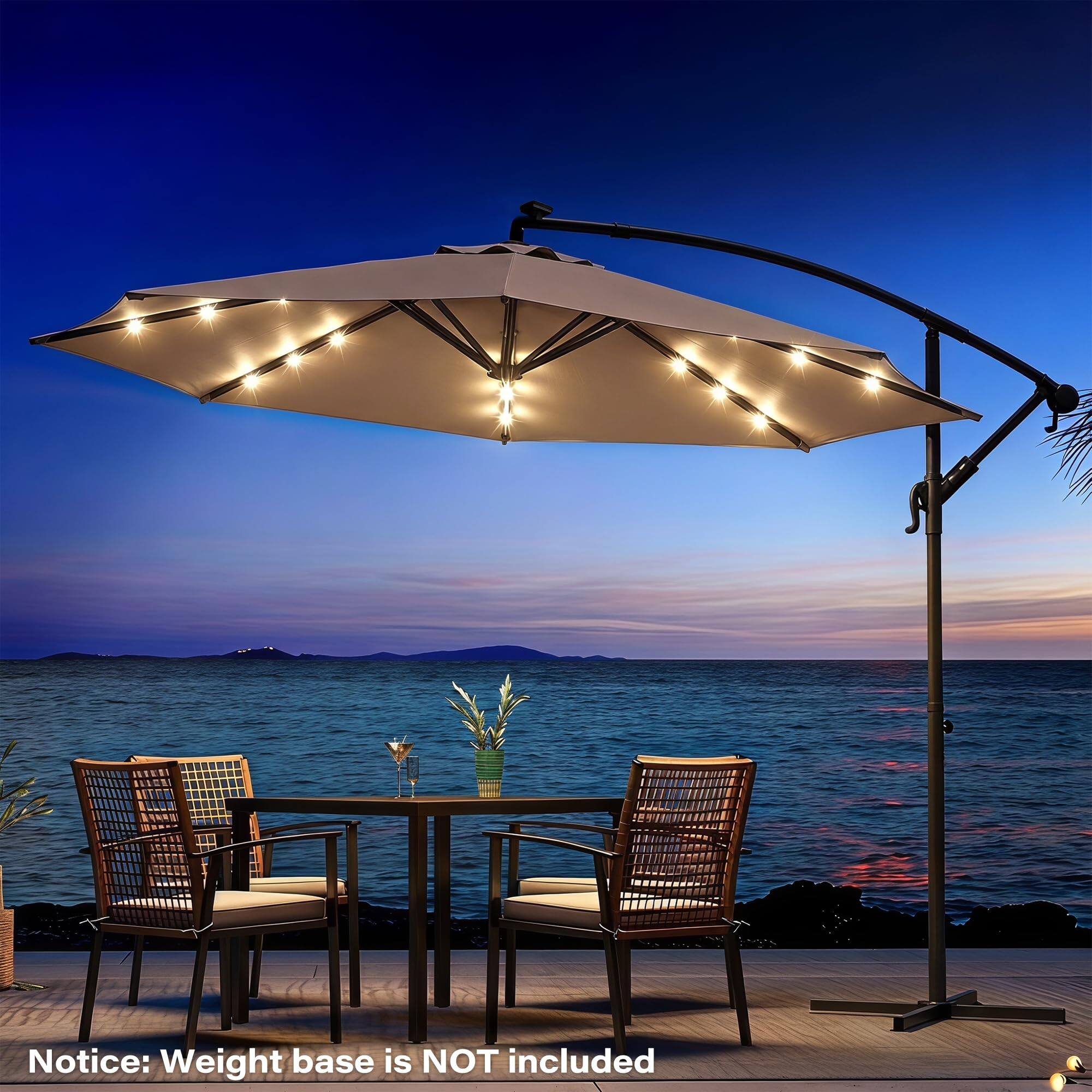 LAUSAINT HOME 10 ft Offset Patio Umbrella LED Lights Cantilever Outdoor ...