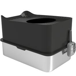 Dexmalle - Dexmalle-Cat Litter Box with Scoop,Top Entrance and Non-slip Pads - Black