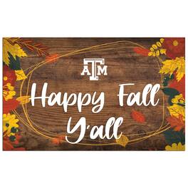 Fan Creations - Texas A&M Aggies 11'' x 19'' Happy Fall Y'all Sign - Brown
