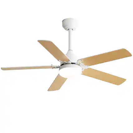 Front. ELEMENT ACE - 42 Inch Contemporary Ceiling Fan with Adjustable LED Lighting and Remote Control - White.