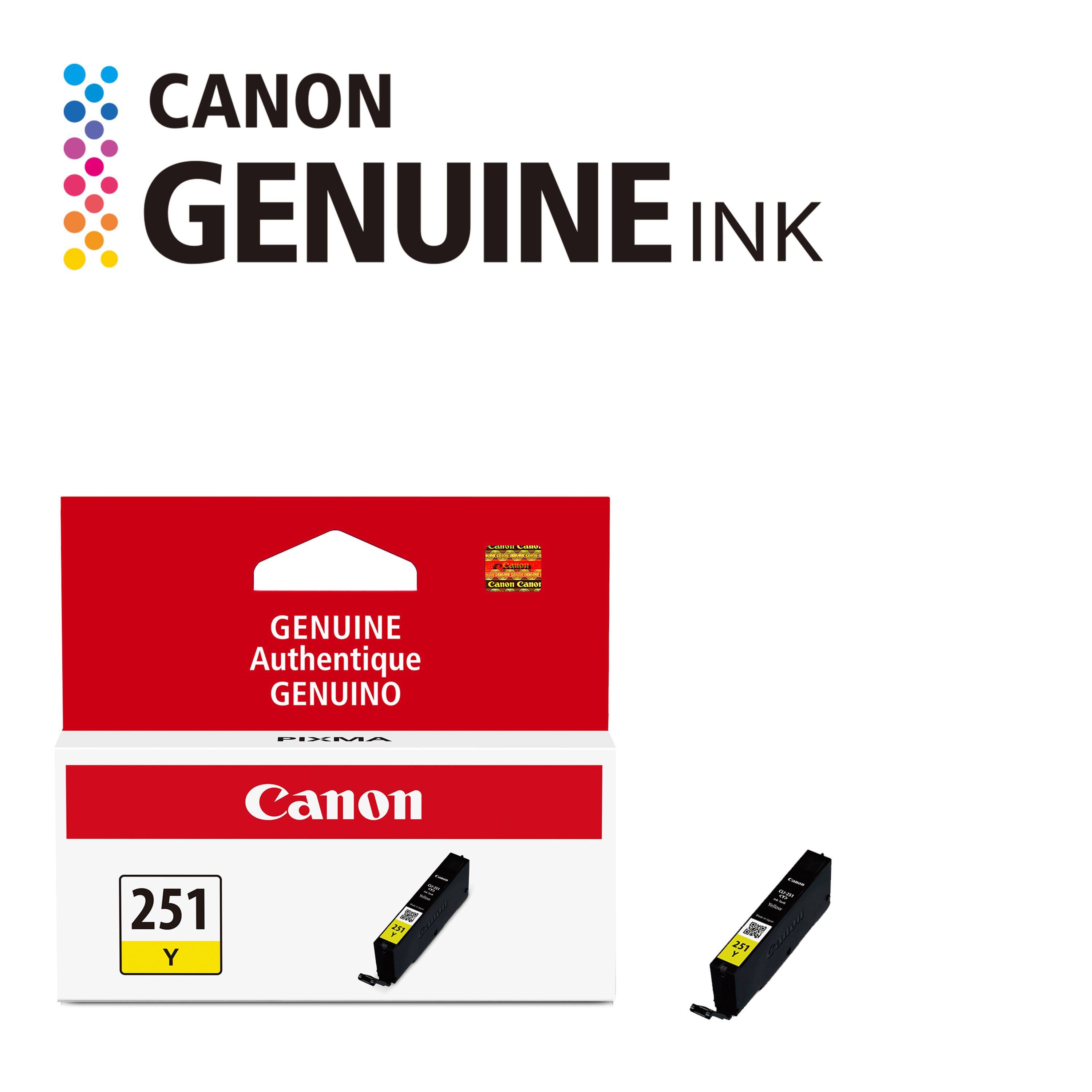 CANON GENUINE INK

Lasta LABY,
LAMAH 
Carton 
GENUINE Authentique GENUINO
PIXMA
Canon
251 Y
25%
parus - GM Y 251