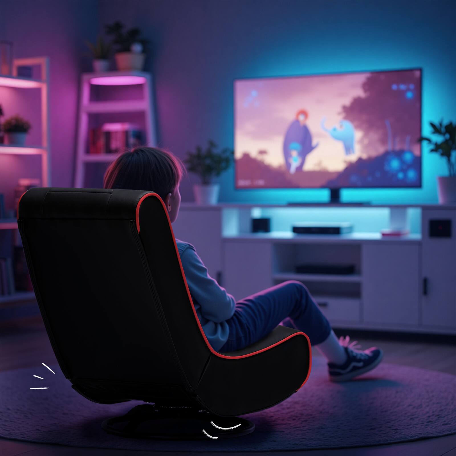 Alt View 2. GTPlayer - Floor Gaming Chair Foldable Swivel Floor Chairs 360° Multipurpose,Red - Red.