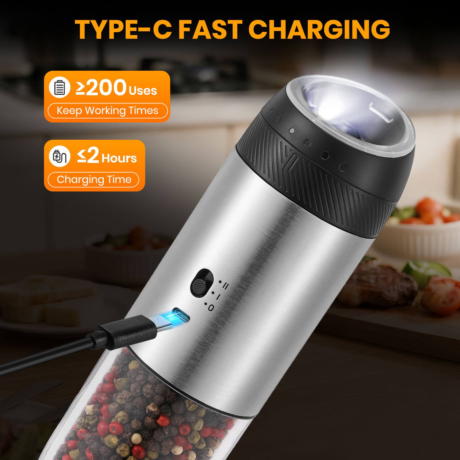 TYPE-C FAST CHARGING

- ≥200 Uses
- Keep Working Times
- ≤2 Hours
- Charging Time