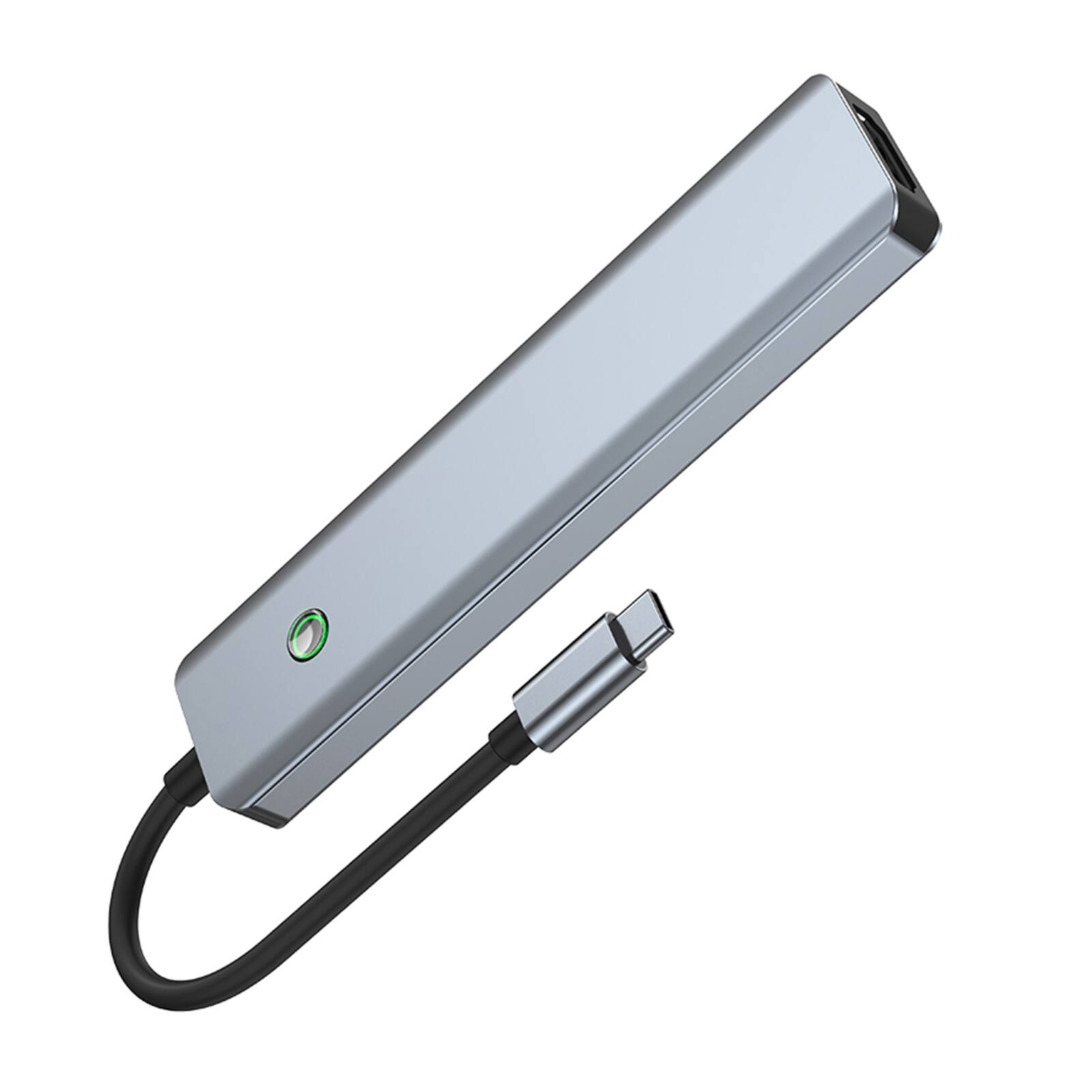 Left. Topteng - 5-in-1 USB C Hub Adapter for MacBook/iPad - 100W PD Charging, 3xUSB 3.0, 4K HDMI, Aluminum Alloy, Plug & Play.