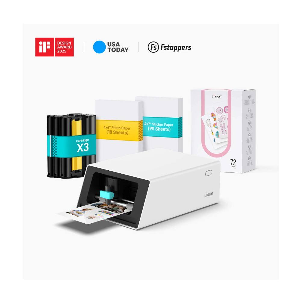 il DESIGN AWARD 2025 USA TODAY Fs Fstoppers Liene" Cartridge X3 4x6" Photo Paper (18 Sheets) 4x7" Sticker Paper (90 Sheets) 72 Liene