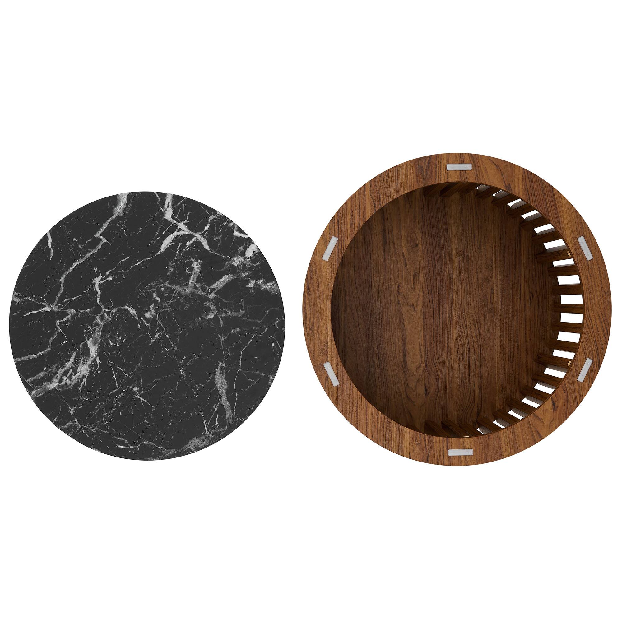 Alt View 9. Modway - Fortitude Round Faux Marble Top Nesting Coffee Table Set by Modway - Walnut Black.