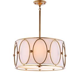 Jonathan Y - Violetta 3-Light 19" Metal LED Pendant, /White - Gold