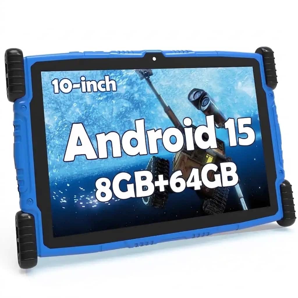 MEIZE - Newest Kids Tablet Android tablet,10" Android Kids Tablet 8(4+4)GB+64GB with Kickstand, Kid-Friendly Interface - Blue