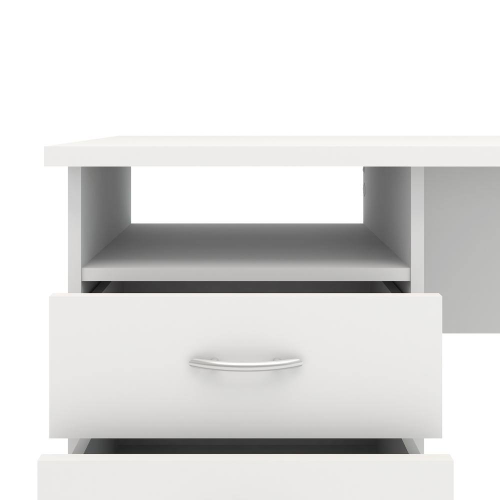 Alt View 1. FurniFact - Sleek White Computer Desk with Three Drawers and Open Shelf for Storage - White.
