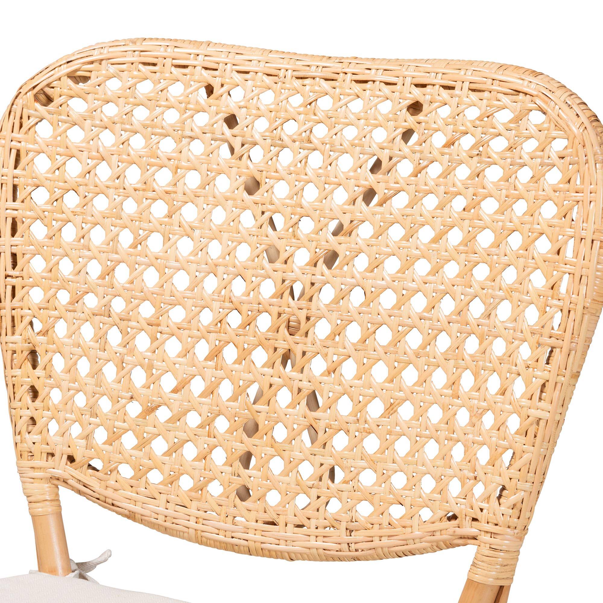 Alt View 1. bali & pari - Nadira Modern Bohemian Finished Rattan Dining Chair - Natural Brown.