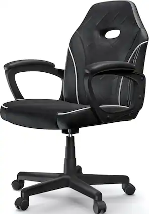Front. ACGAM - CG-4746 Slim Gaming Chair, Ergonomic Office Chair with Superior Leather, Height, 360° Swivel Adjustment for Home Office - Black.