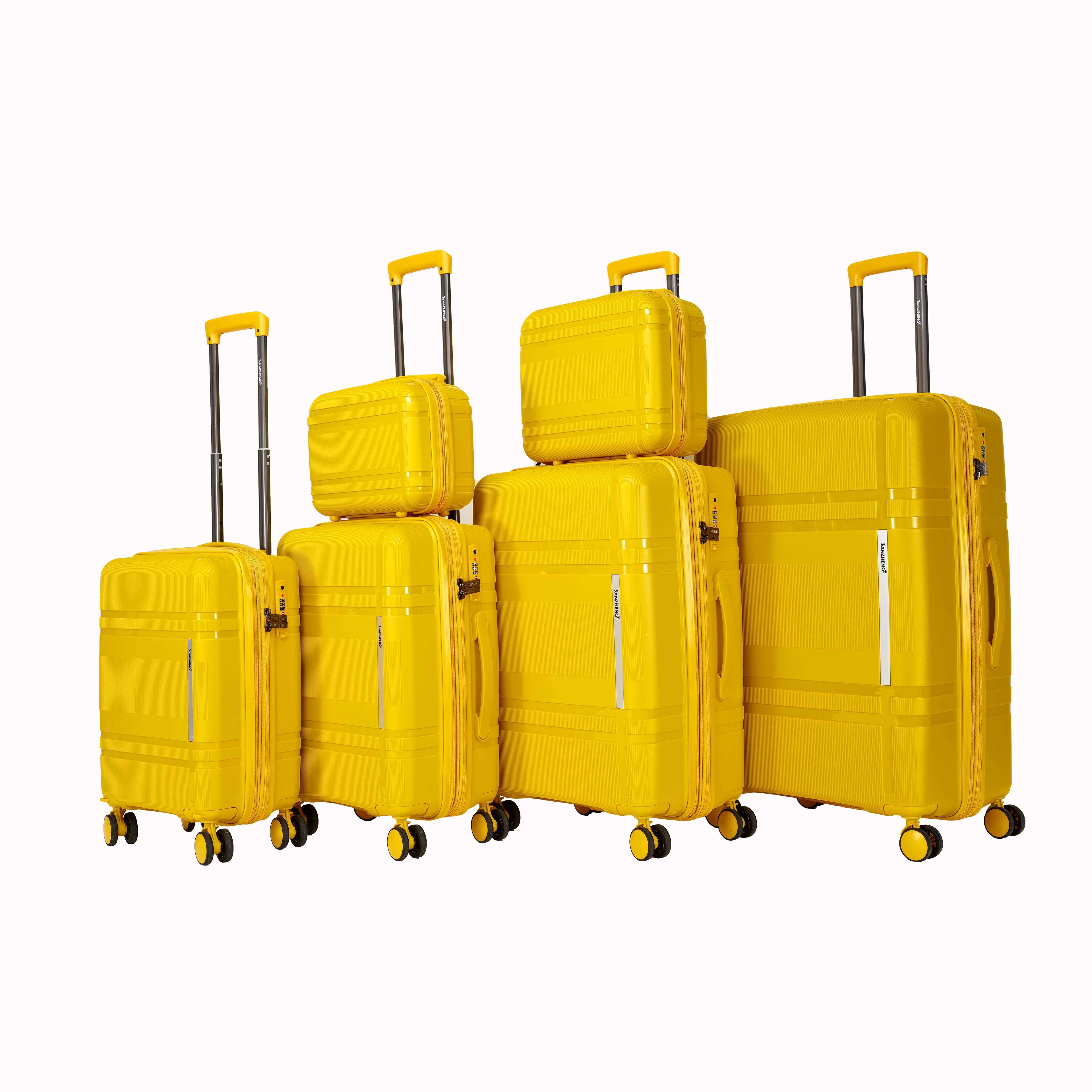 Front. APRILSOUL - Luggage Hard Shell Luggage Set with Rotating Wheels suitable for carry on - Yellow.