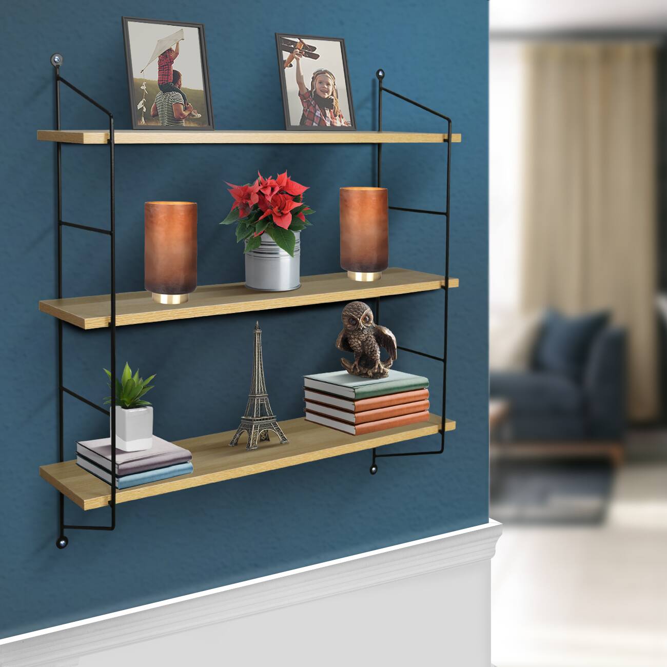 Alt View 1. Sorbus - Sorbus Bathroom Shelves - 3-Tier Wall Mounted Floating Shelves for Books, Trophies, Wall Décor - Maple.