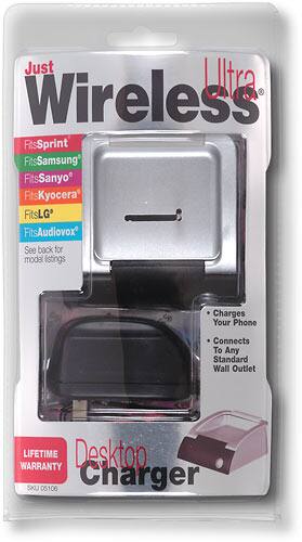 Front Standard. Just Wireless - Desktop Charger for Select Cell Phones.
